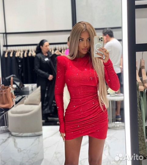 Платье со стразами swarovski 44 / М