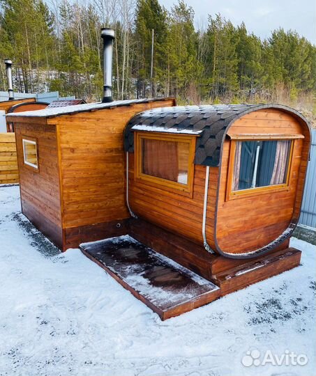 Баня с купелью на дровах