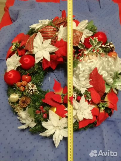 Новогодний венок большой. 50 см. б/у