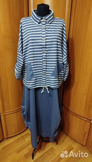 Платье двойка новое р56-58 морской стиль