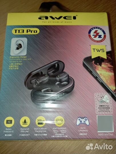Наушники беспроводные Awei T13 Pro новые