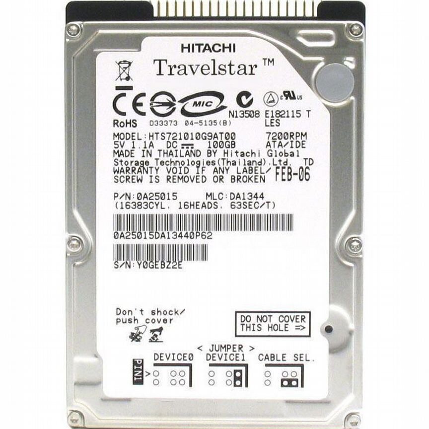 [HTS721010G9AT00] Жесткий Диск Hitachi 100gb Ide 2.5 Hts721010g9at00