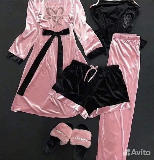 Пижама+халат велюровая 4ка в асс.Рр42-52