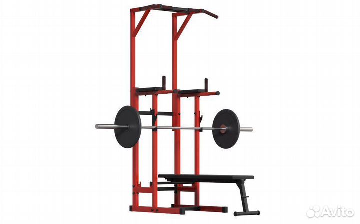 Турник, Брусья, Пресс, Скамья Инвент (красный)