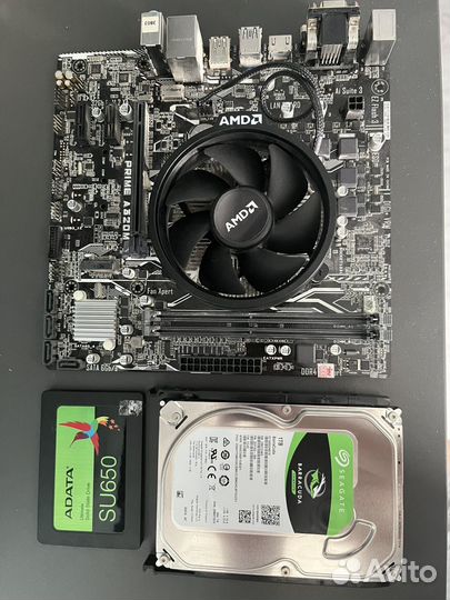 Ryzen 5 1600 + asus prime A320M-E + SSD120гб