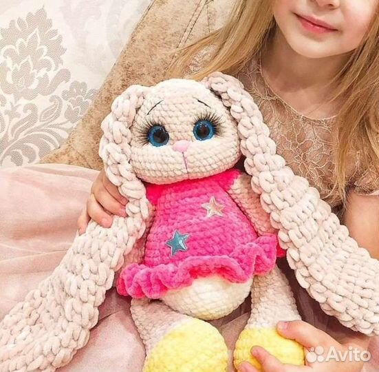 Заяц плюшевый вязаный кукла метрика