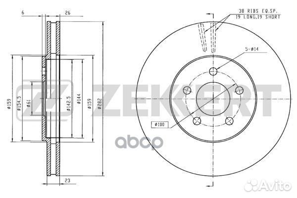 Диск торм. перед. Chrysler Sebring II 01- Stra