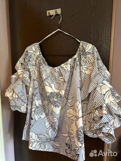 Блузка женская с объемными рукавами хлопок 48 50