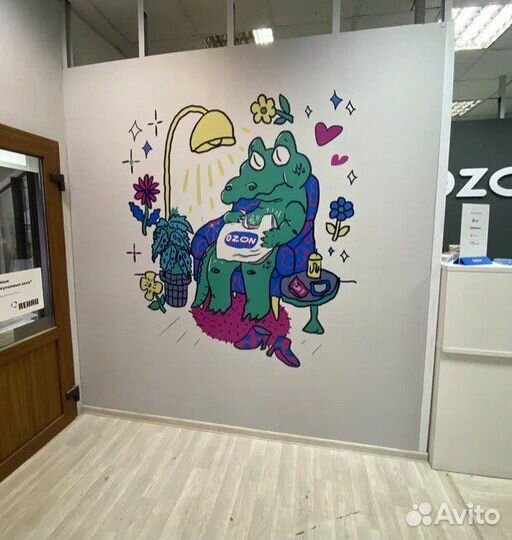 Роспись стен, печать на холсте