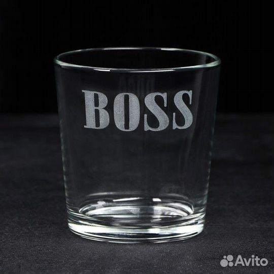 2 шт. Набор 'Босс', стакан стеклянный 250 мл, камн