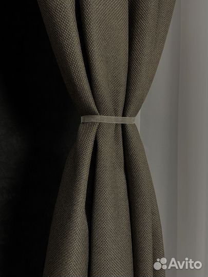 Готовые шторы рогожка коричнево-серые ширина 150см