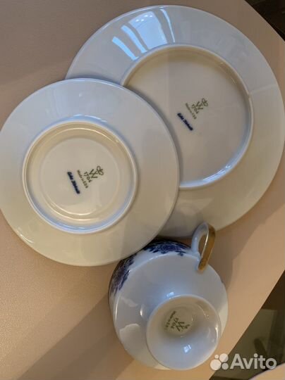 Антиквариат Чайная тройка Echt Kobolt Made in GDR