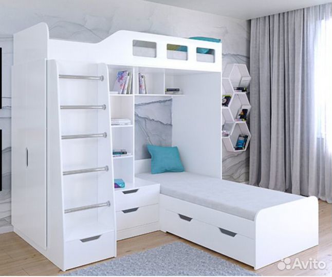 Двухъярусная кровать Сонома/Голубой