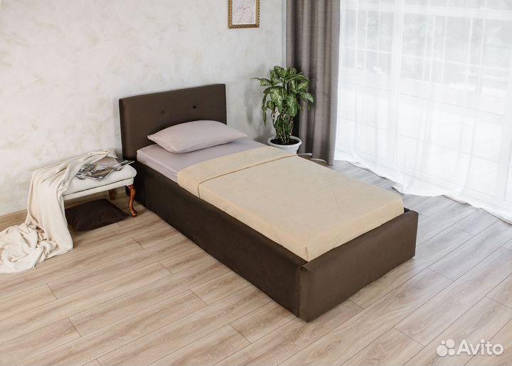 Кровать в велюре с матрасом 80х200