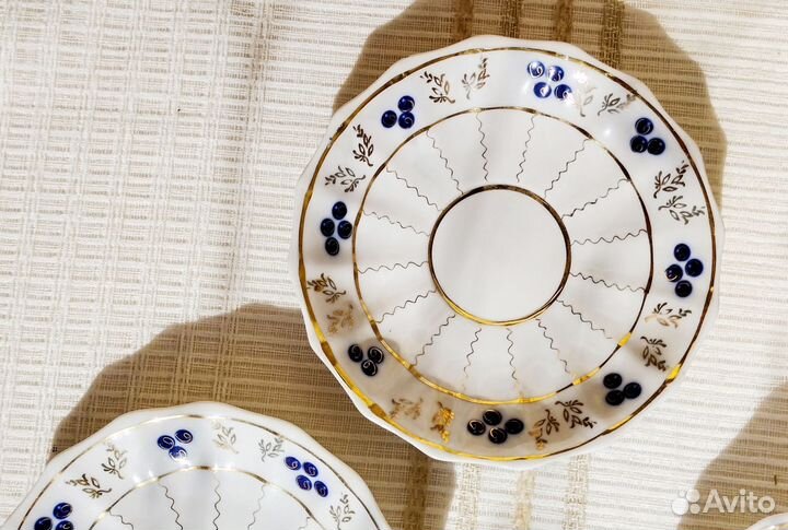 Чайные блюдца фарфор Вербилки 6 штук