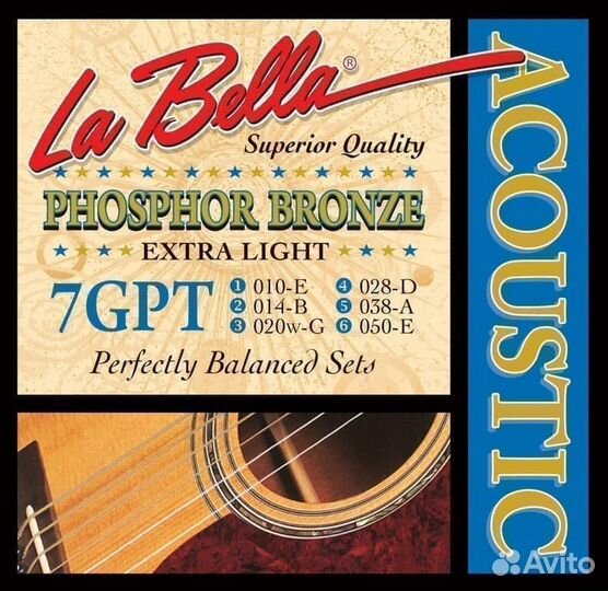 La Bella 7GPT 10-50 струны для акустической гитары