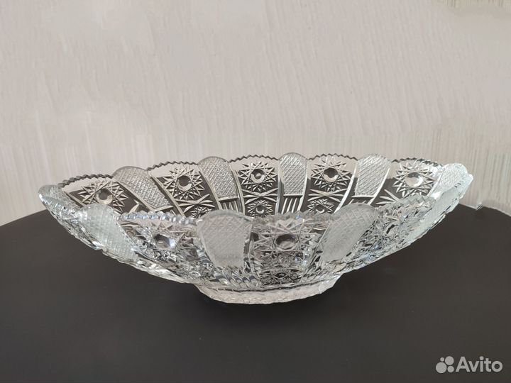 Большая хрустальная ваза ладья СССР