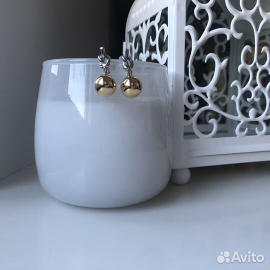 Серьги шарики с узелками комбинированные ABE 105