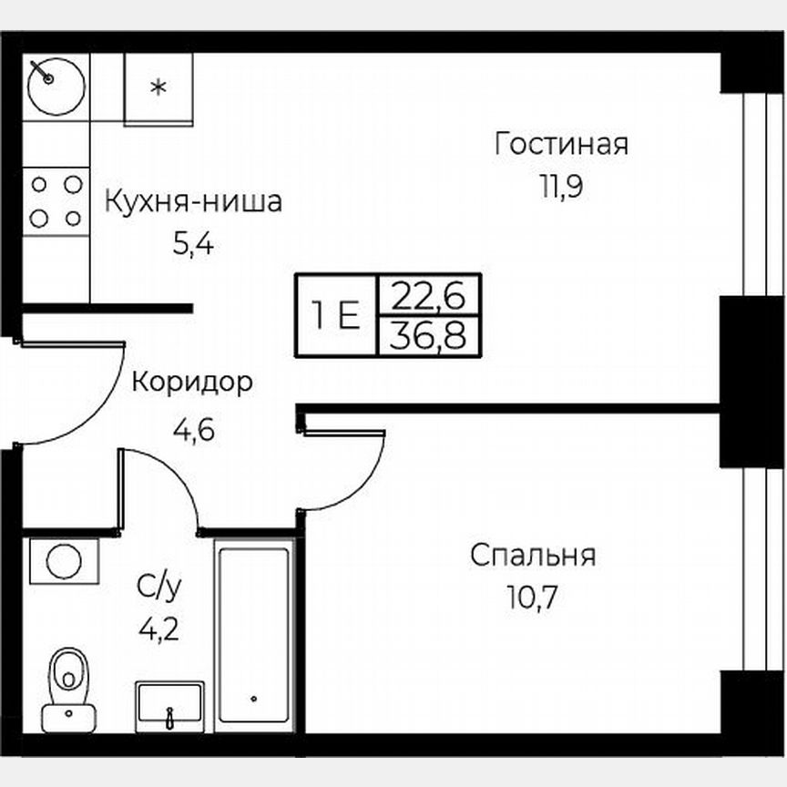 1-к. апартаменты, 36,8 м², 23/30 эт.