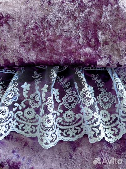 Кружево ажурное вышивка на сетке чисто белое 14 см