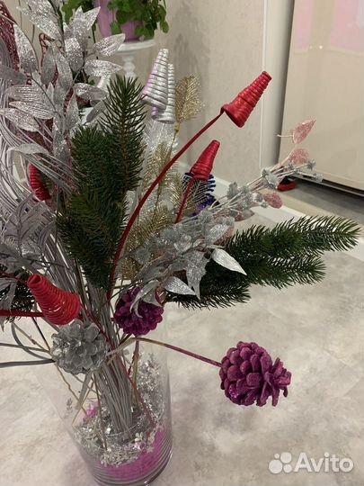 Букет новогодний с вазой Икея