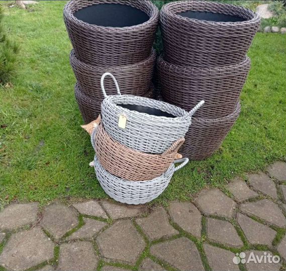 Вазон плетёный 12, 20, 40 литров. Экоротанг