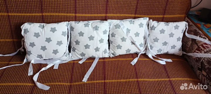 Подушки бортики на кроватку, 12шт