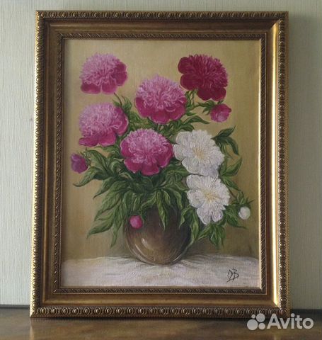 Картина с пионами. Натюрморт с пионами