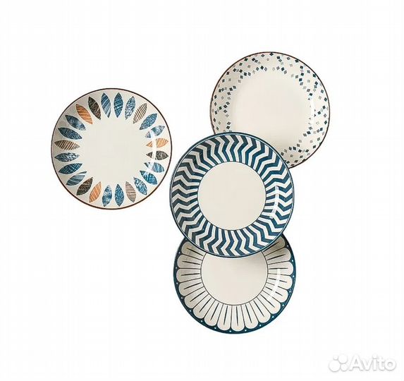Набор тарелок 4 шт с геометрическим рисунком