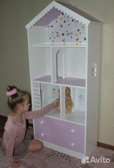 1,5 метр. кукольный домик-полка с 2 ящиками