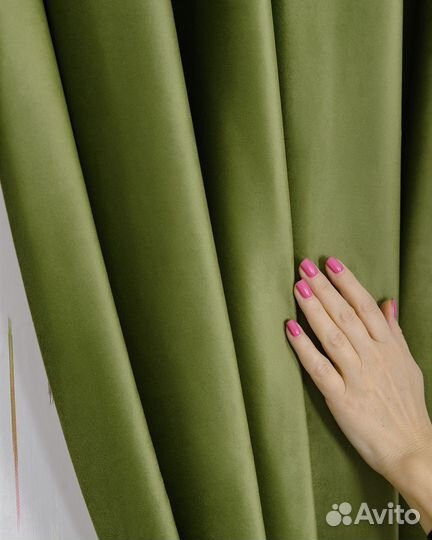 Шторы бархат Беллиссимо Оливковый