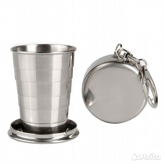 Стакан складной, 6 колец, с карабином, 100 мл