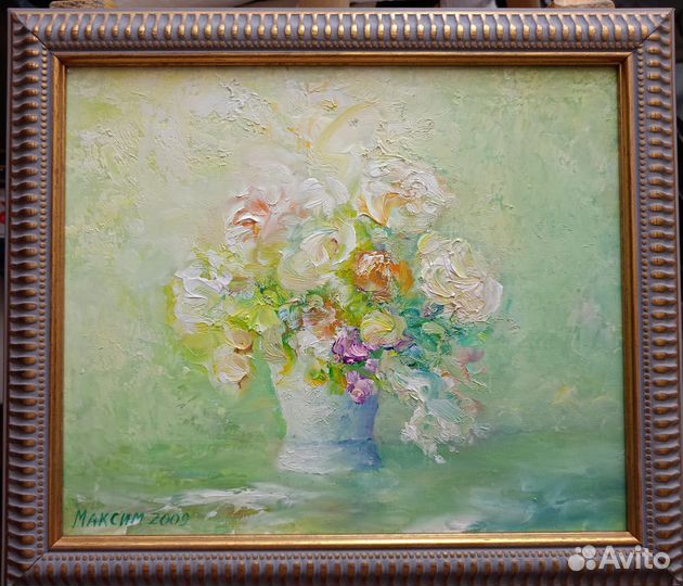 Картина маслом на холсте натюрморт Розы