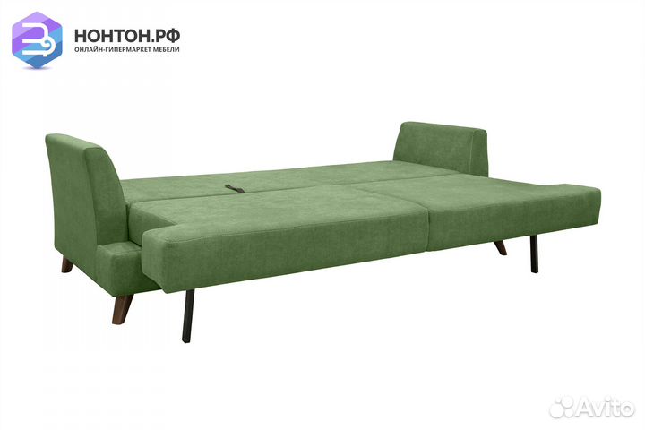 Диван тик-так Дамаск зеленый / коричневые цветы