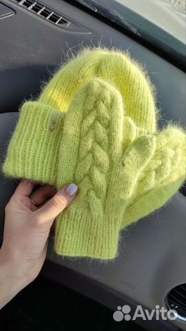 Комплект шапка такори и варежки из пуха норки