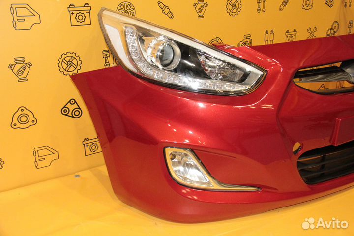 Передний бампер Красный Hyundai Solaris 10 - 14