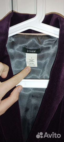 Пиджак, жакет, блейзер бархатный J Crew фиолетов