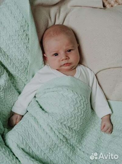 Одеяло вязаное на выписку летнее