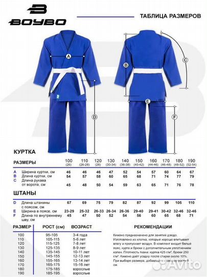 Кимоно дзюдо BoyBo синее
