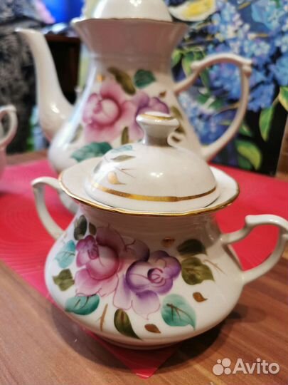 Чайный сервиз СССР фарфор Краснодарский чайка 1.5л