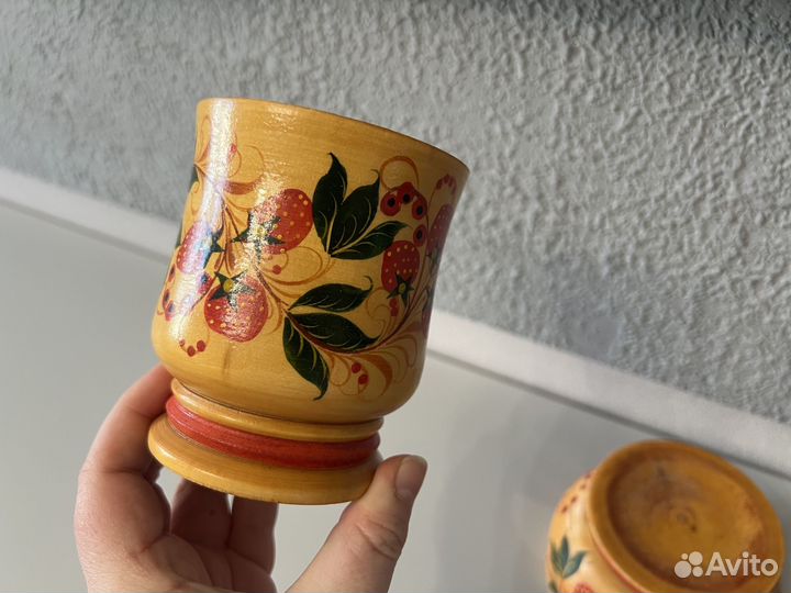 Емкость деревянная миски СССР хохлома 2 шт