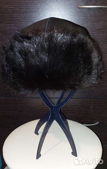 Мужская шапка-кожа и мех