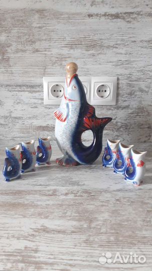 Штоф рыбы с рюмками СССР