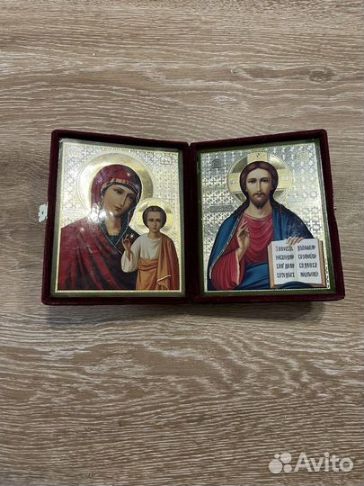 Икона складень в бархате