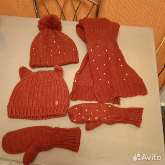 Комплект Button blue шапки, варежки, шарф