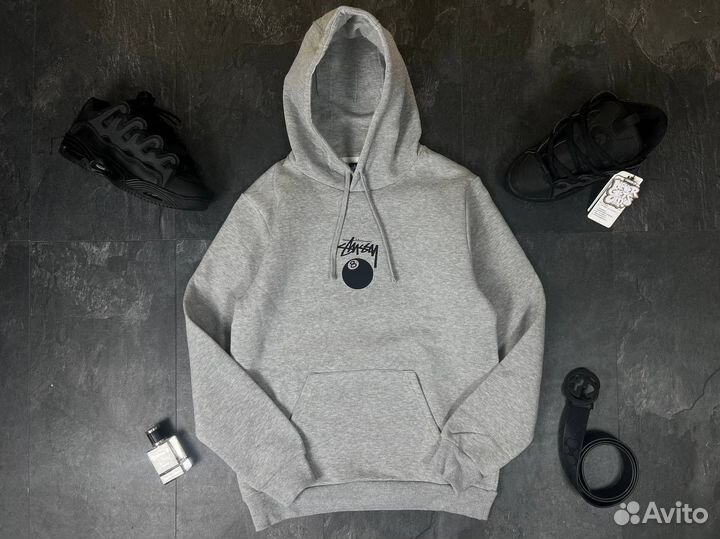 Худи stussy ball серое