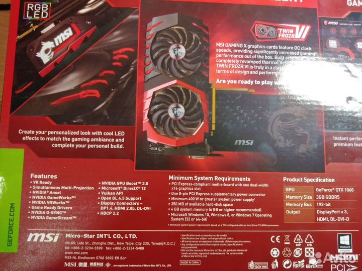 Видеокарта gtx 1060 3gb