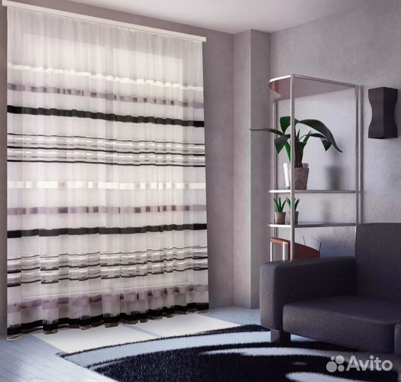 Тюль в горизонтальную полосу