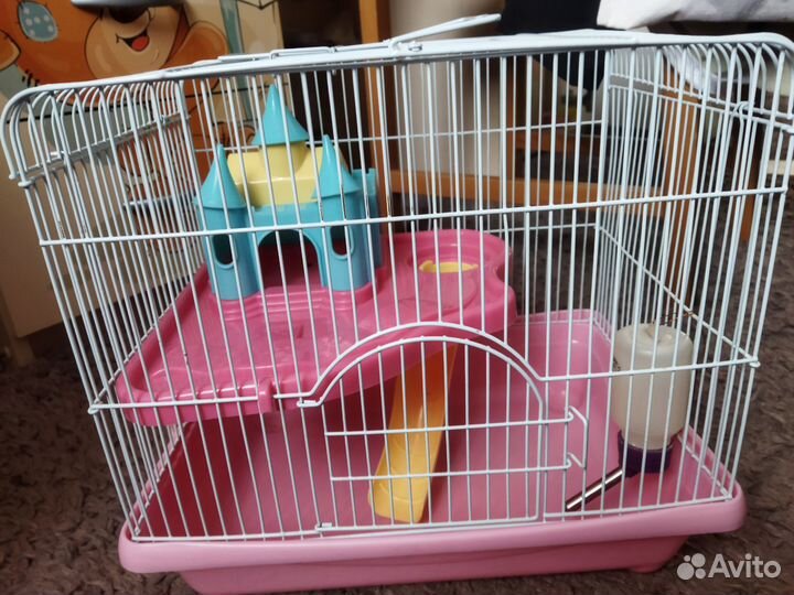 Клетка для хомяка большая с домиком, бутылкой, шар