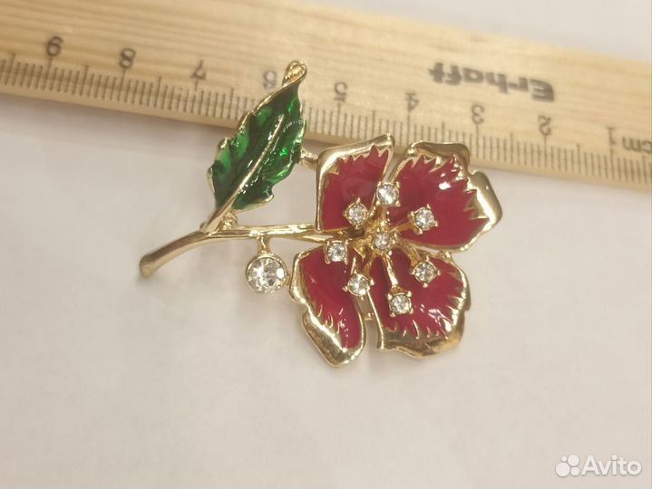 Брошь эмаль мак лилия винтаж